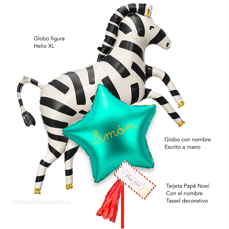 Santa Claus Zebra Bouquet inflated with helium