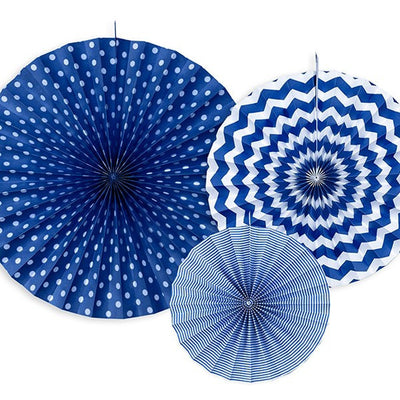 Kit abanicos cartón plisado azul marino - La Fiesta de Olivia - 1