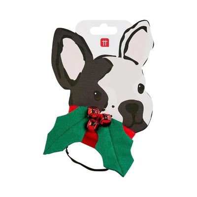 Christmas ornament dog collar bell holly