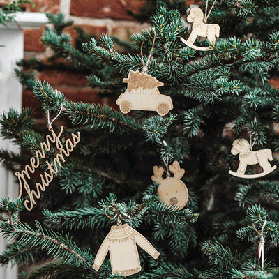 Wooden Christmas tags / 10 pcs.