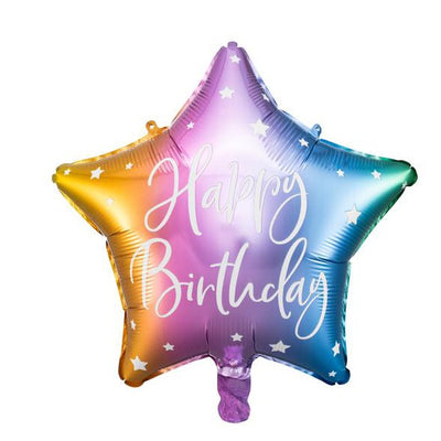 Balão foil estrela mix unicórnio Happy Birthday