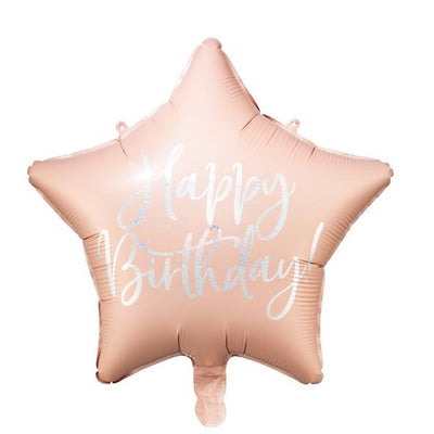 Globo foil estrella rosa Happy Birthday