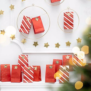 DIY Red and Gold Advent Calendar Kit