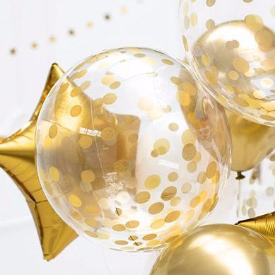 Transparent Bubble balloon with gold polka dots