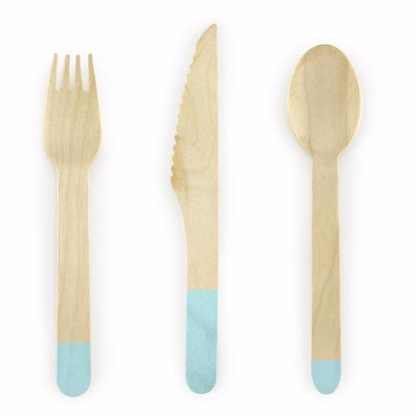 Eco mint wood cutlery set 6 pax / 18 pieces