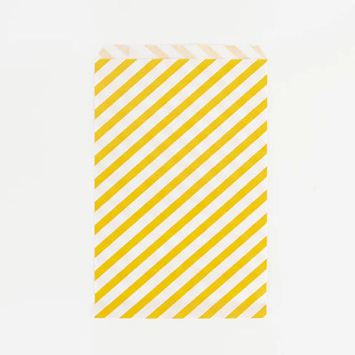 Yellow striped paper bags / 10 units.