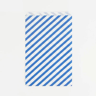 Blue striped paper bags / 10 units.