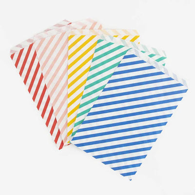 Multicolored striped paper bags / 10 units.