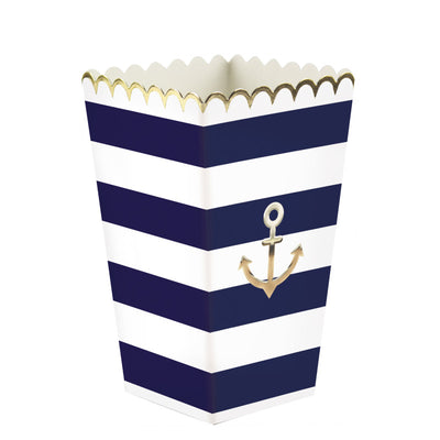 Navy blue striped striped popcorn box / 8 units.
