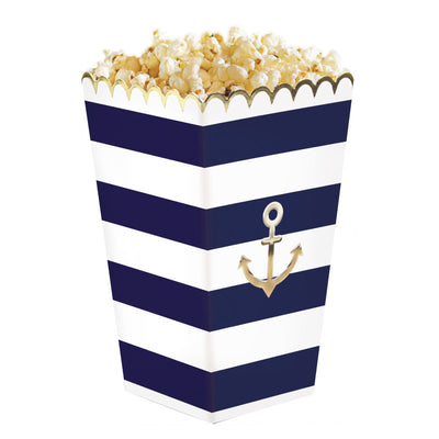 Navy blue striped striped popcorn box / 8 units.
