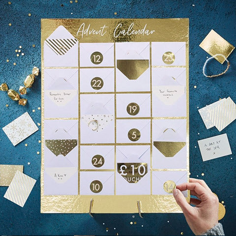 Advent calendar golden envelopes
