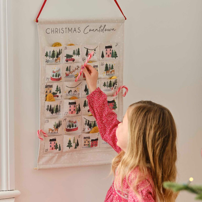 fabric advent calendar christmas scene