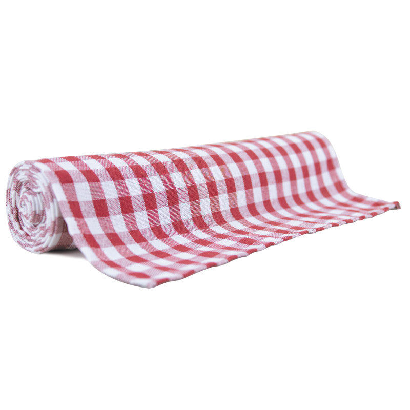 Red gingham cotton table runner