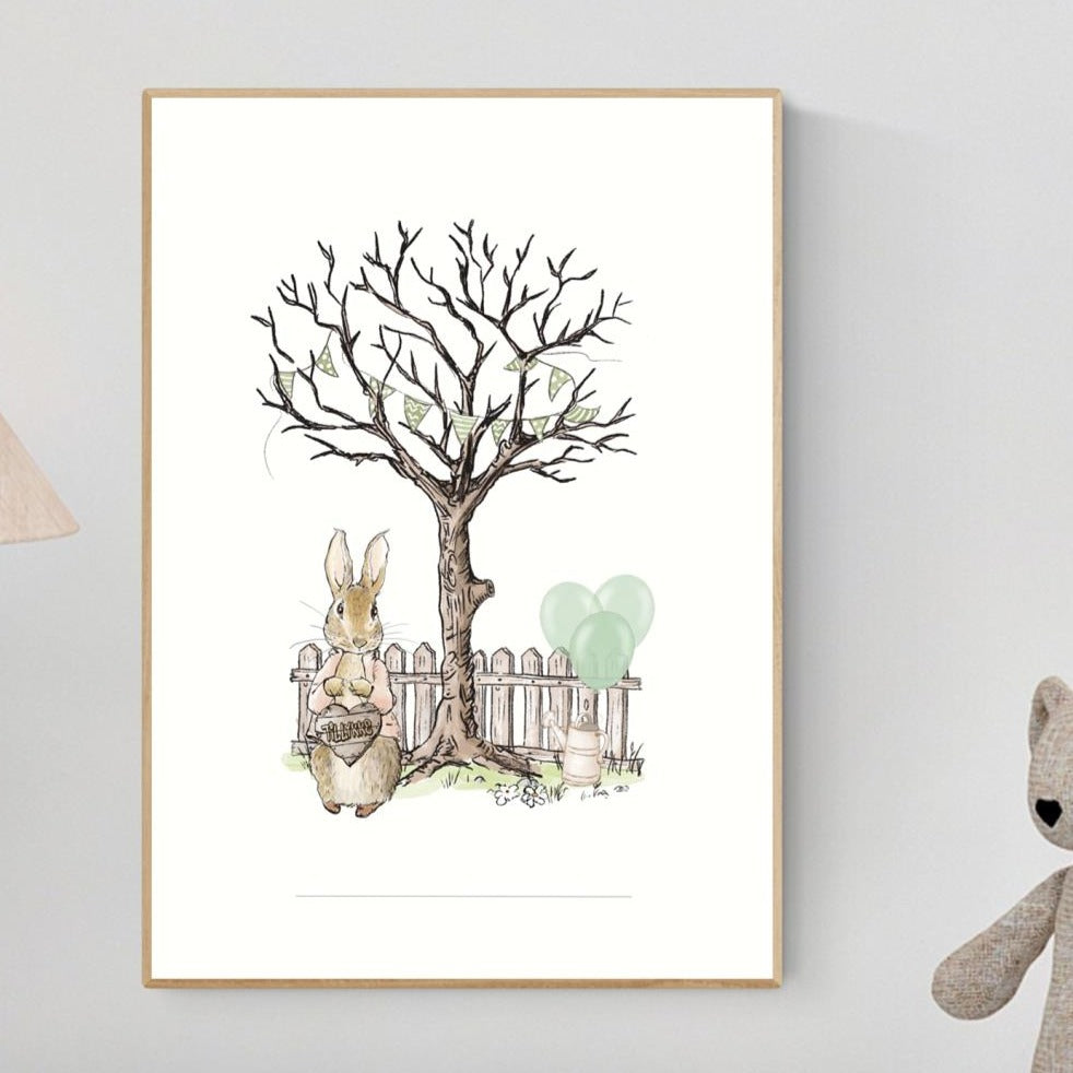 Lámina A3 Recuerdo Peter Rabbit Rosa – La Fiesta de Olivia