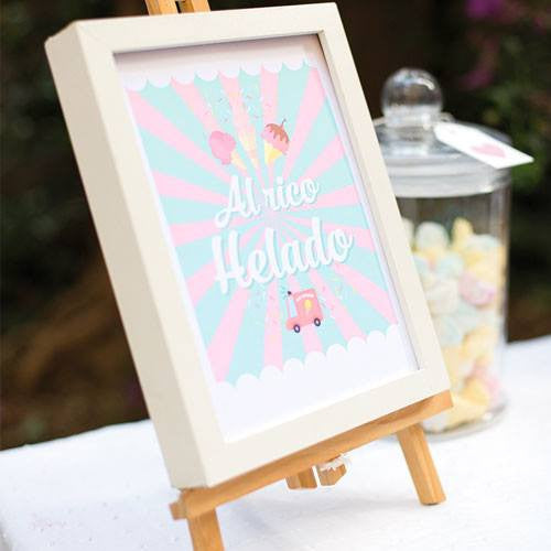 Imprimible cartel de mesa Helados - La Fiesta de Olivia