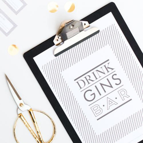 Imprimible cartel Drink Gin Bar - La Fiesta de Olivia - 1