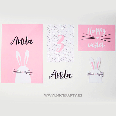 Pink bunny printable pack