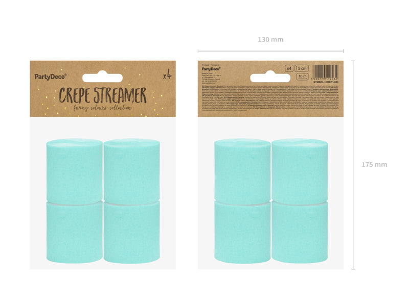 Pacote de fitas de papel Crepe verde claro aqua / 40 mts.