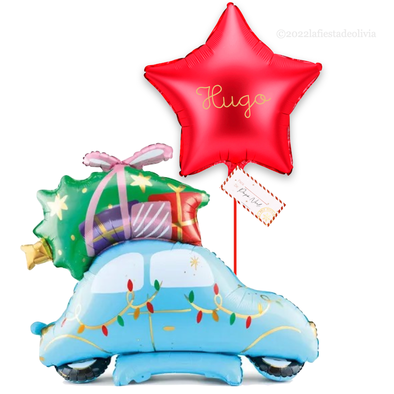 Carro de Natal e conjunto estrela deco inflacionado com hélio <br> (apenas Barcelona e Madrid)