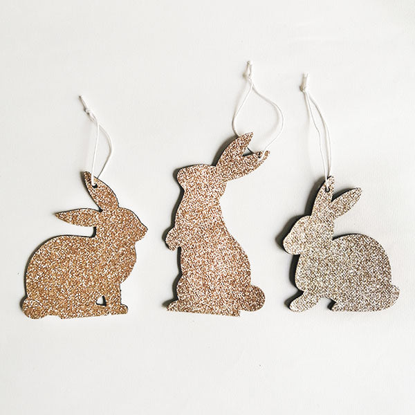 Gold glitter bunny pendant