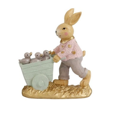 Decorative figure bunny with wheelbarrow