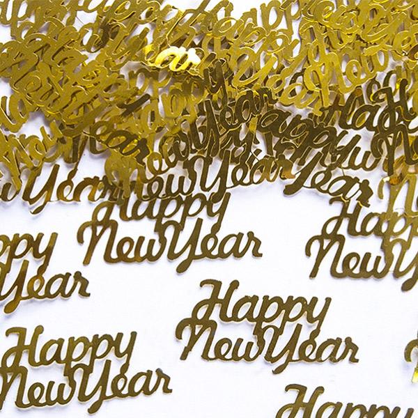 Confeti Happy New Year dorado