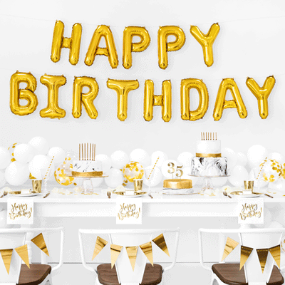 Gold Happy Birthday white napkins / 20 pcs.