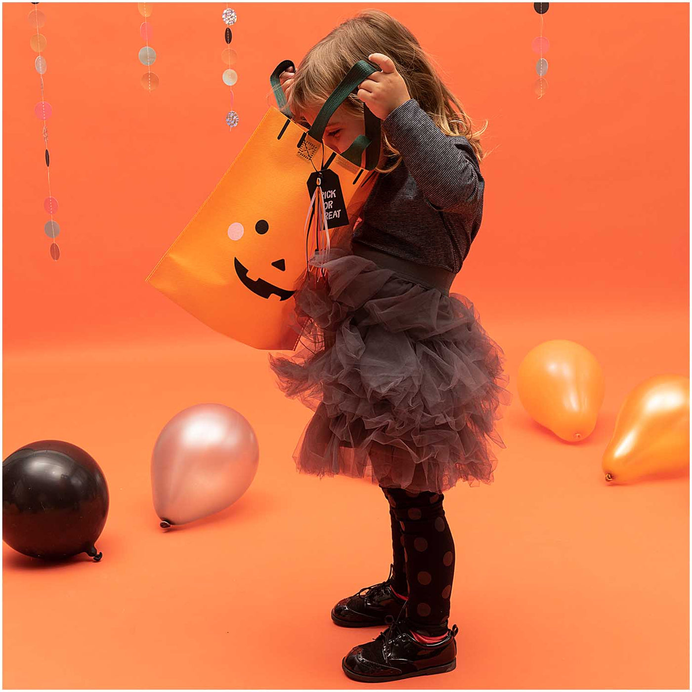 Bolsa Trick or Treat calabaza con decoración