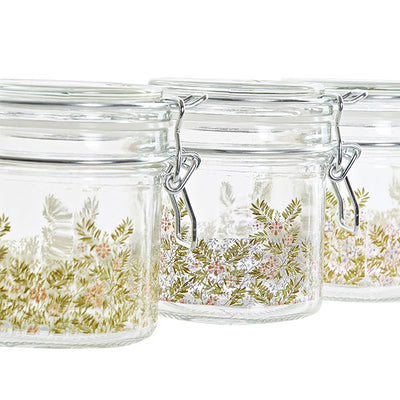 Small glass jar S with wild flowers hermetic closure