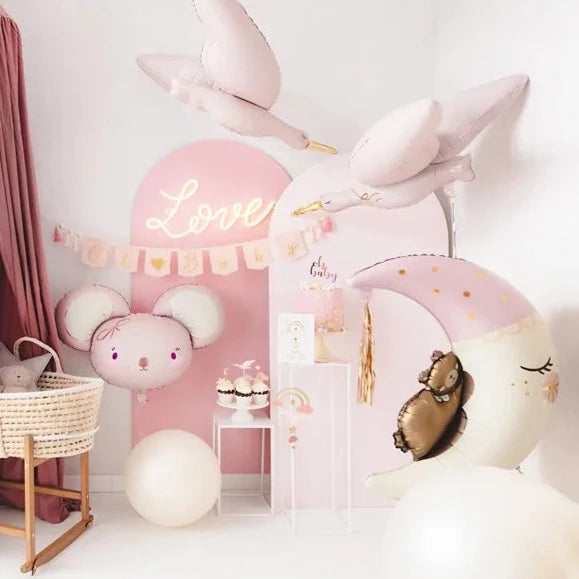 Globo foil Luna y osito con tassel Rosa – La Fiesta de Olivia