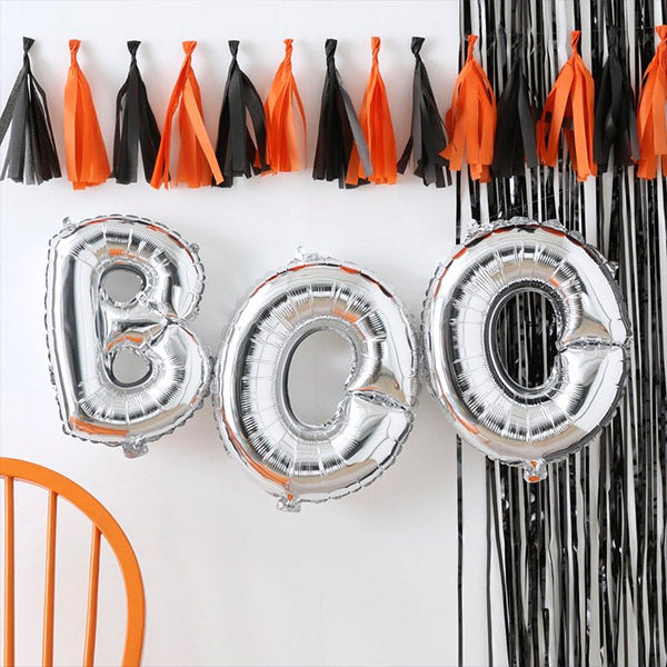 Foil balloons letters BOO Halloween