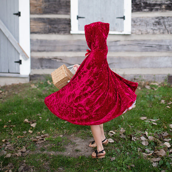 Capa De Caperucita Roja De Terciopelo Con Encaje Negro – Disfraz De Cuento Para Mujer – Ideal Para Halloween Y Carnaval
