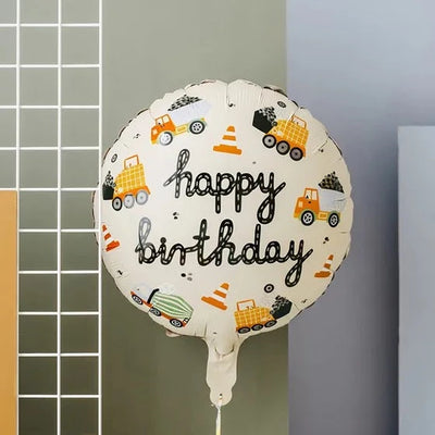 Balão foil de construção Happy Birthday.