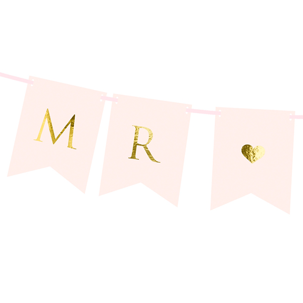 Mr &amp; Mrs basic pink pennant garland