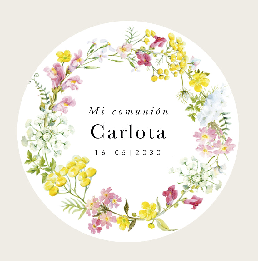 Personalized spring flower sticker / 12 pcs.