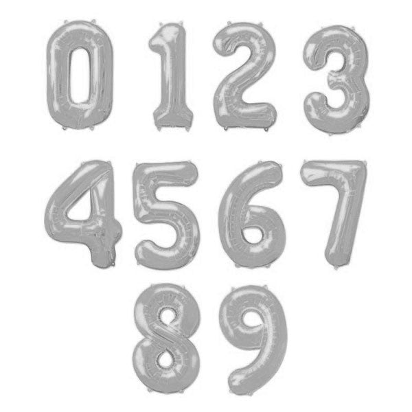 Foil number balloon XL silver Basic