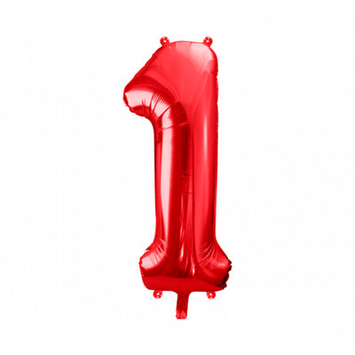 Red number balloons inflated with XL helium