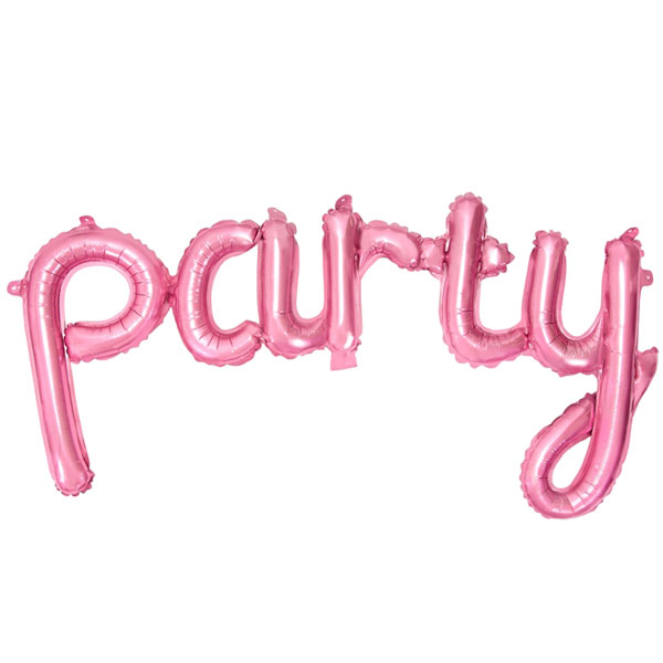 Balloon Party calligraphy pink