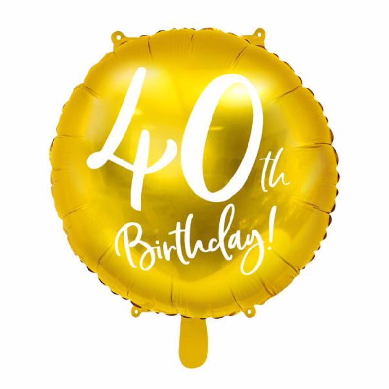 Balão foil 40th Birthday dourado