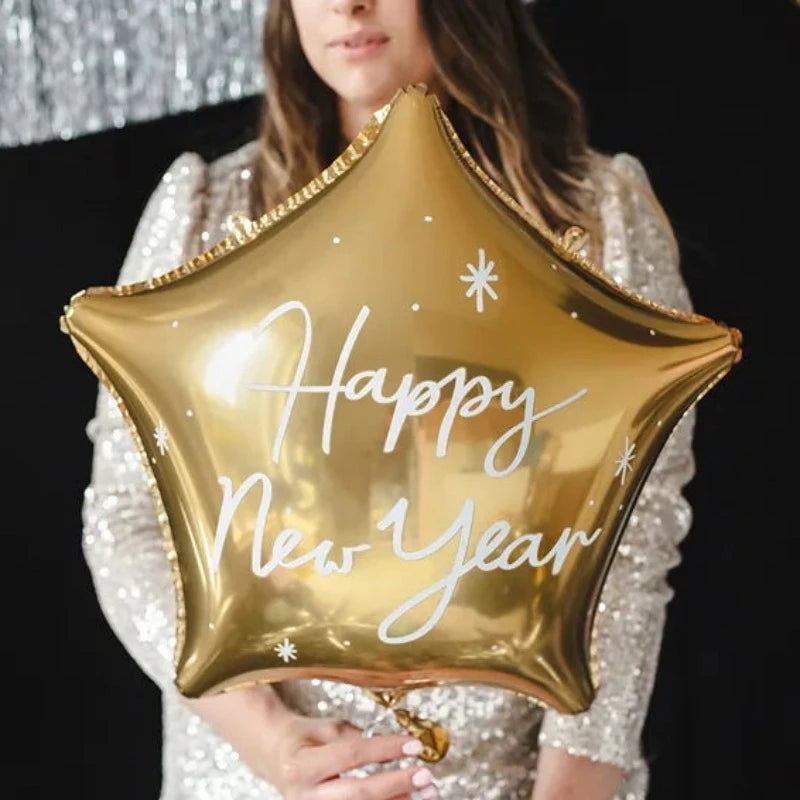 Balão foil estrela New Year dourado