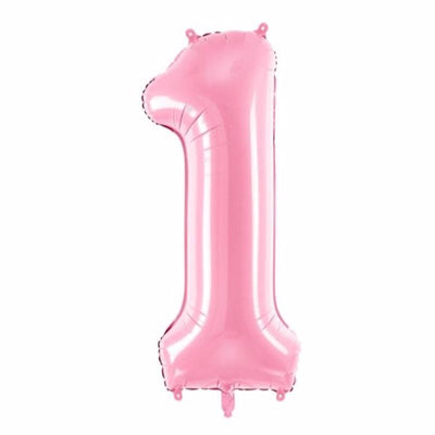 Pink number balloons inflated with helium XL