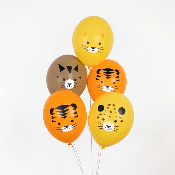 Eco mix feline animal balloons / 5 pcs.