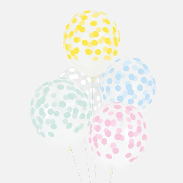 Globos transparentes lunares MIX pastel / 5 uds. - La Fiesta de Olivia