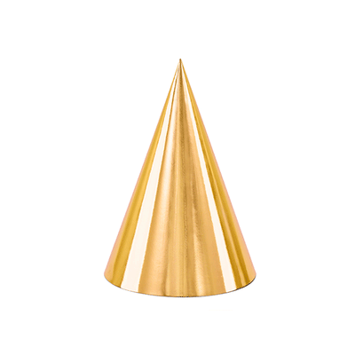 Gorrito de fiesta dorado brillo / 6 uds.