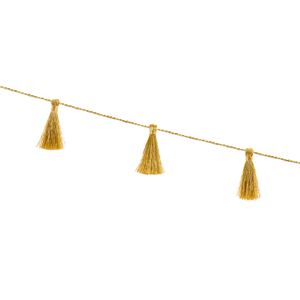 Grinalda borlas de fio dourado