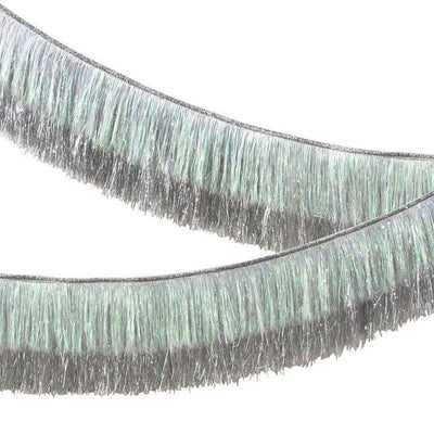 Guirnalda de flecos de iridiscente y plata XL