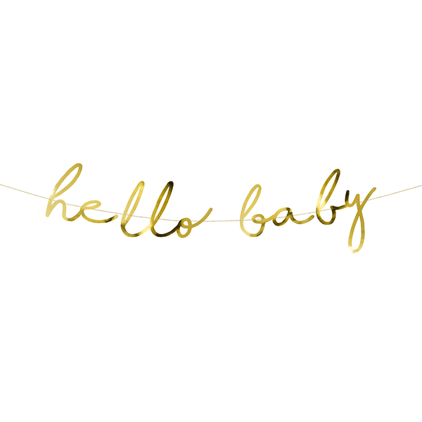 Gold Hello Baby garland