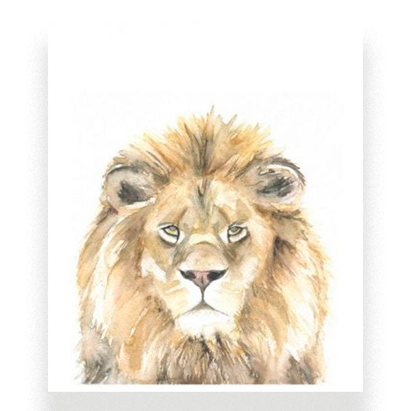 Impressão em aguarela de leão