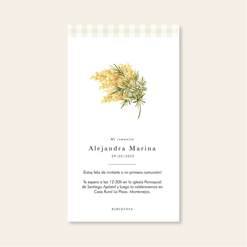 Invitaciones personalizadas Mimosa Vichy