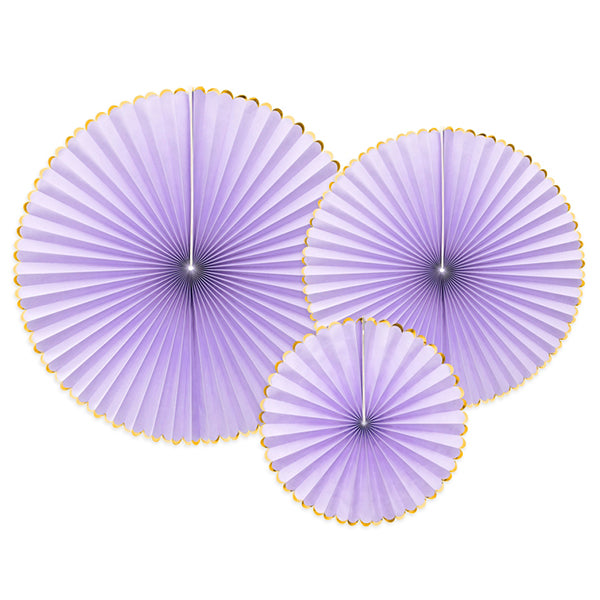 Lilac cardboard fans kit with golden edge